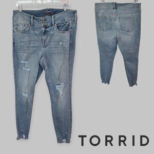Torrid Jegging  High Rise Distressed Blue  Denim Jeans Womens 14R